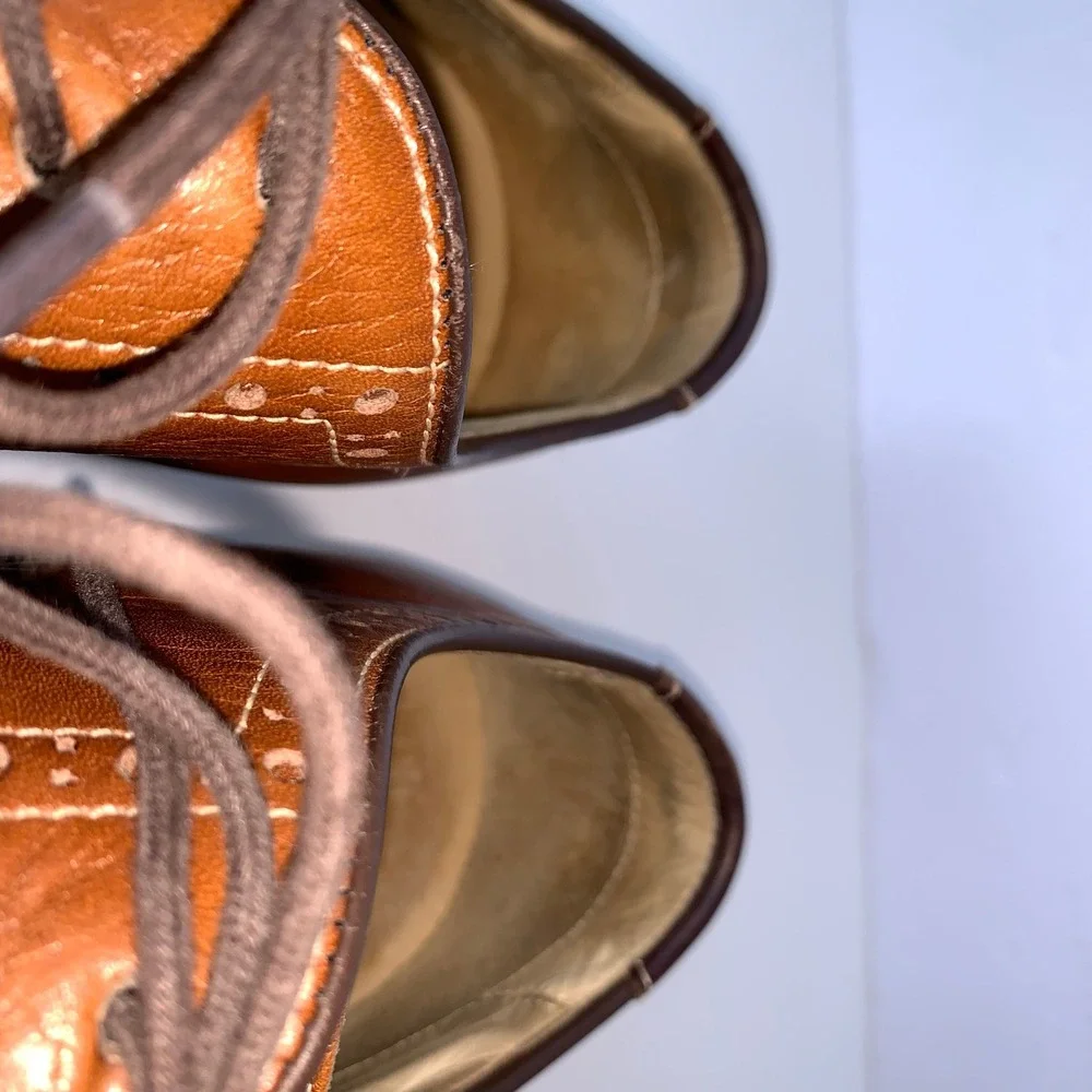 J&M Wingtip Oxford Dress Shoes Leather Comfort Brown Size 13M Johnston & Murphay